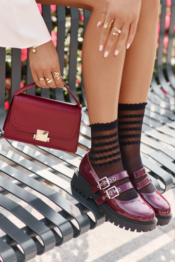 topánky Dámske S pruhmi s lakovým efektom bordová Terione 2