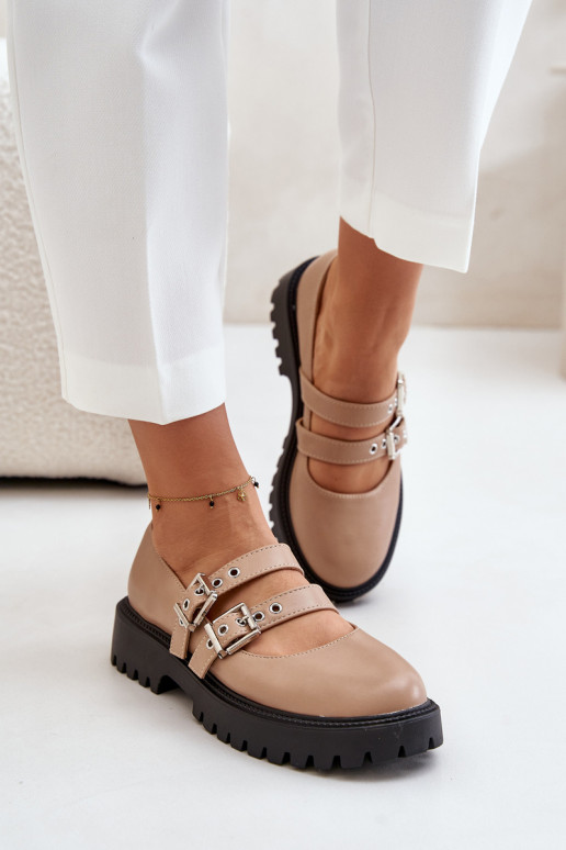 topánky Dámske S pruhmi Eko Kožené béžová Terione