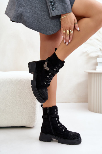 zahriať sa Pracovné členkové topánky S Dekoráciou S.Barski HY42-281 čierna