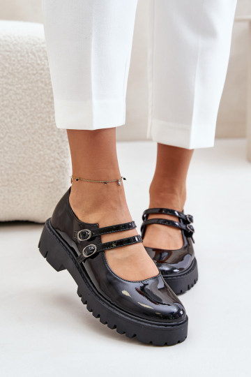 s lakovým efektom Dámske topánky S pruhmi čierna Rialuna