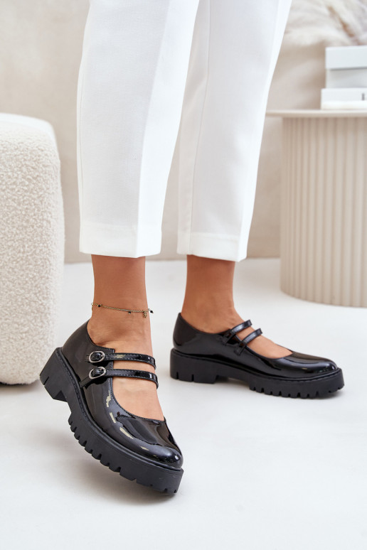 s lakovým efektom Dámske topánky S pruhmi čierna Rialuna s lakovým efektom Dámske topánky S pruhmi čierna Rialuna