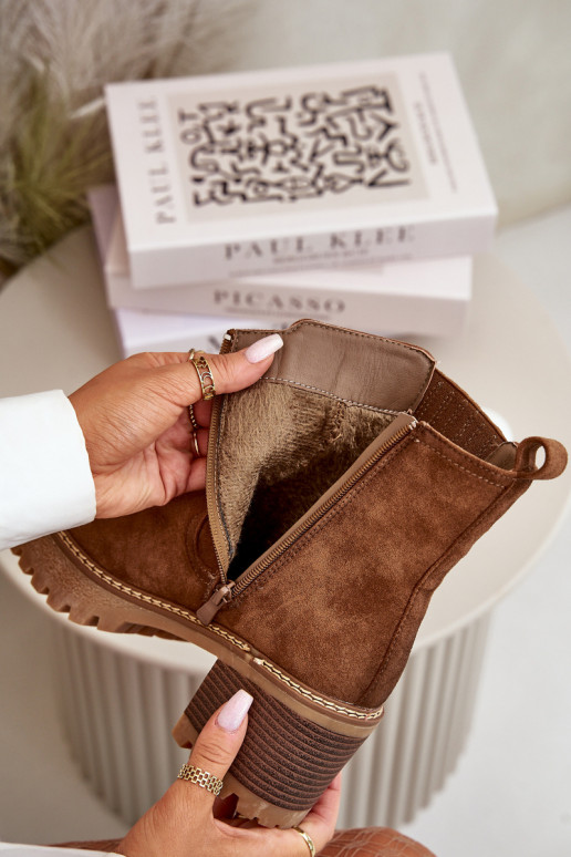 Dámske čižmy Z z eko semišuu zahriať sa Hnedá farba Nevitas Dámske čižmy Z z eko semišuu zahriať sa Hnedá farba Nevitas