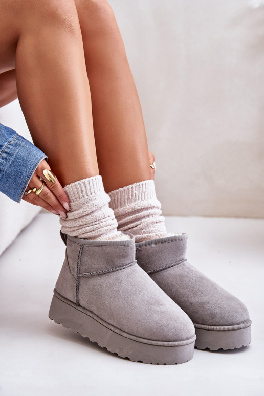 Snehule Dámske s platformou zahriať sa s kožušinou vo vnútri sivá Xamella Snehule Dámske s platformou zahriať sa s kožušinou vo vnútri sivá Xamella