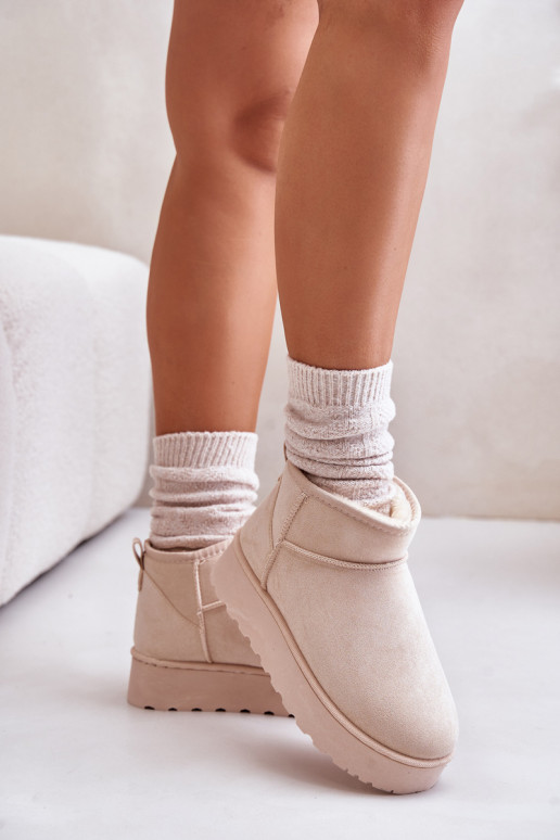 Snehule Dámske s platformou zahriať sa s kožušinou vo vnútri slonovina Xamella