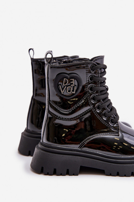 s lakovým efektom Čižmy deti zahriať sa s kožušinou vo vnútri Zapnuté Hrad čierna Evaliraea