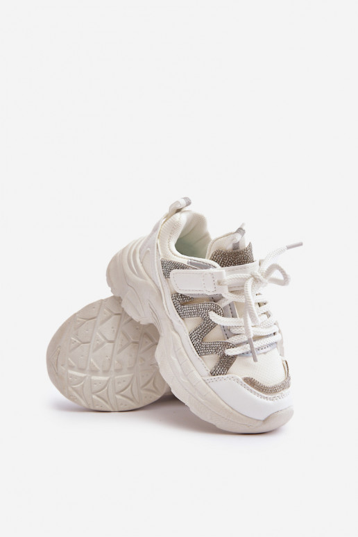 Tenisky model obuvi deti s trblietavými otvormi biela farba Rianalla Tenisky model obuvi deti s trblietavými otvormi biela farba Rianalla