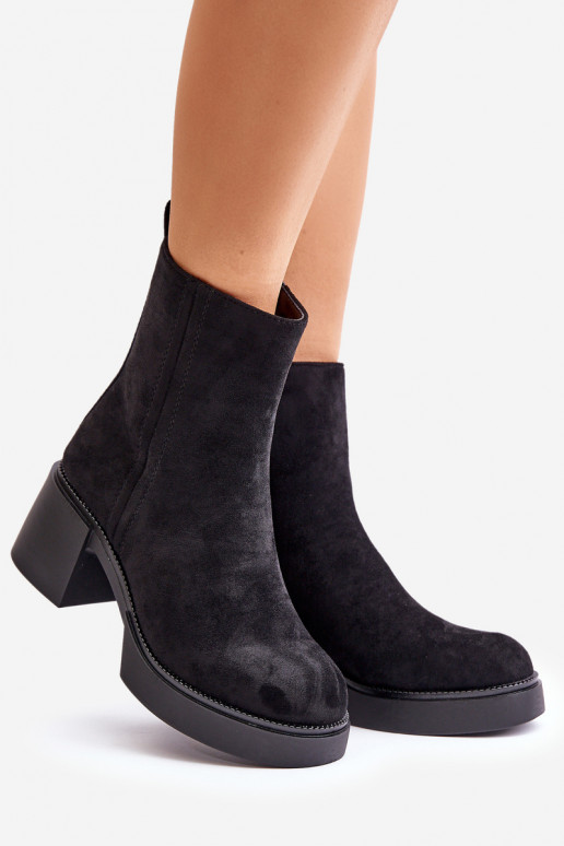 z eko semišuoIne Dámske Teplé čižmy na podpätku čierna Meriluna z eko semišuoIne Dámske Teplé čižmy na podpätku čierna Meriluna