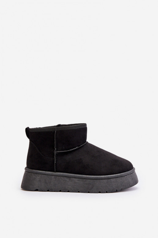 Nízka Snehule Dámske s platformou zahriať sa s kožušinou vo vnútri čierna Saldren