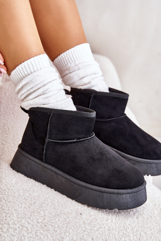 Nízka Snehule Dámske s platformou zahriať sa s kožušinou vo vnútri čierna Saldren