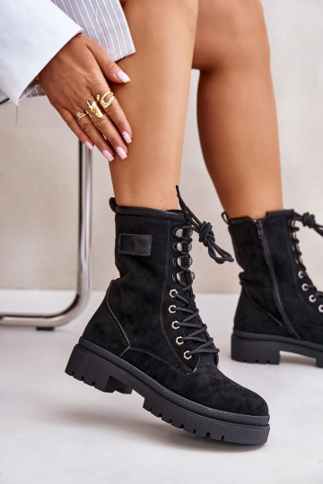 Pracovné členkové topánky Dámske Zapnuté Hrad Z z eko semišuu čierna Savalann