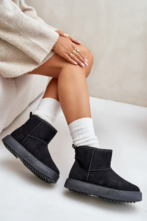 Dámske Snehule s platformou Z z eko semišuu čierna Atteria Dámske Snehule s platformou Z z eko semišuu čierna Atteria