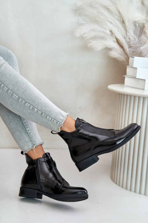 s lakovým efektom nízke podpätky pre ženy so širokými podpätkami zahriať sa čierna S.Barski HY42-120 čierna s lakovým efektom nízke podpätky pre ženy so širokými podpätkami zahriať sa čierna S.Barski HY42-120 čierna