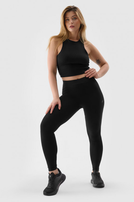 Legginsy Dámske DzianinoIne čierna 4FINMM00TTIGF195-20S