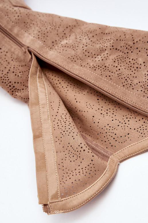 Dámske ažurové dlhé čižmy béžové... Dámske ažurové dlhé čižmy béžové...