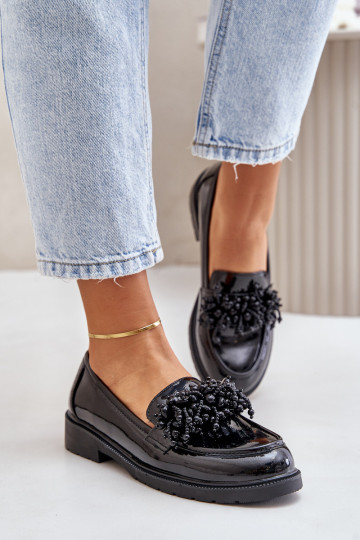 Dámske Mokasíny s lakovým efektom S.Barski HY369A čierna