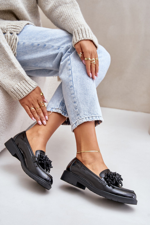 Dámske Mokasíny s lakovým efektom S.Barski HY369A čierna