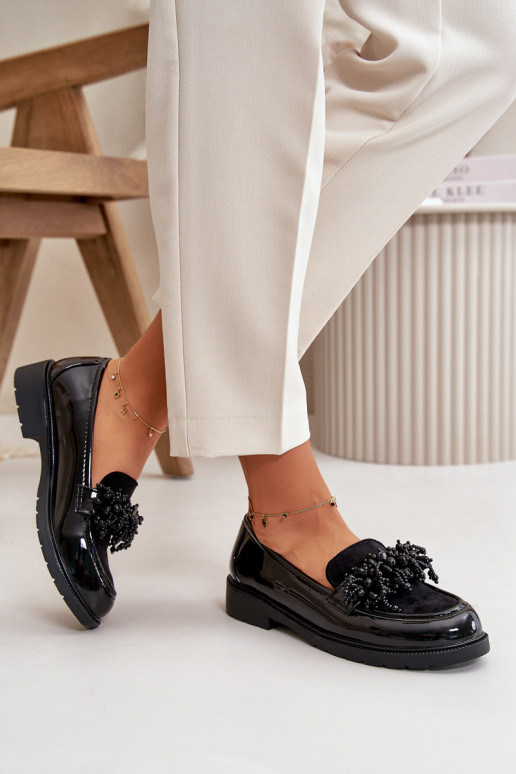 Dámske Mokasíny s lakovým efektom S.Barski HY369A čierna