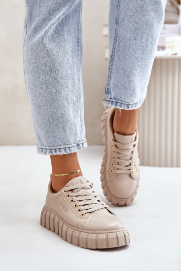 Dámske zateplené tenisky Big Star MM274618 beige