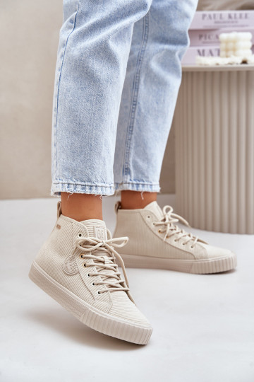 zahriať sa Zamatová Bežná obuv Big Star OO274771 Hi-Poly System béžová 2