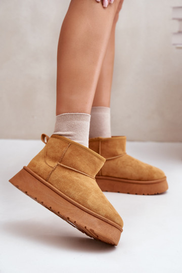 Nízke snehule Dámske na platforme zateplené kožušinkou vo vnútri hnedej farby Saldren 2