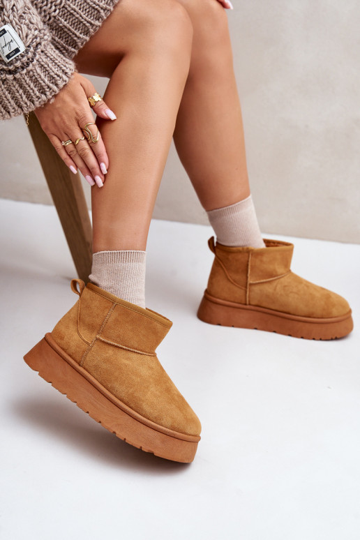 Nízke snehule Dámske na platforme zateplené kožušinkou vo vnútri hnedej farby Saldren Nízke snehule Dámske na platforme zateplené kožušinkou vo vnútri hnedej farby Saldren