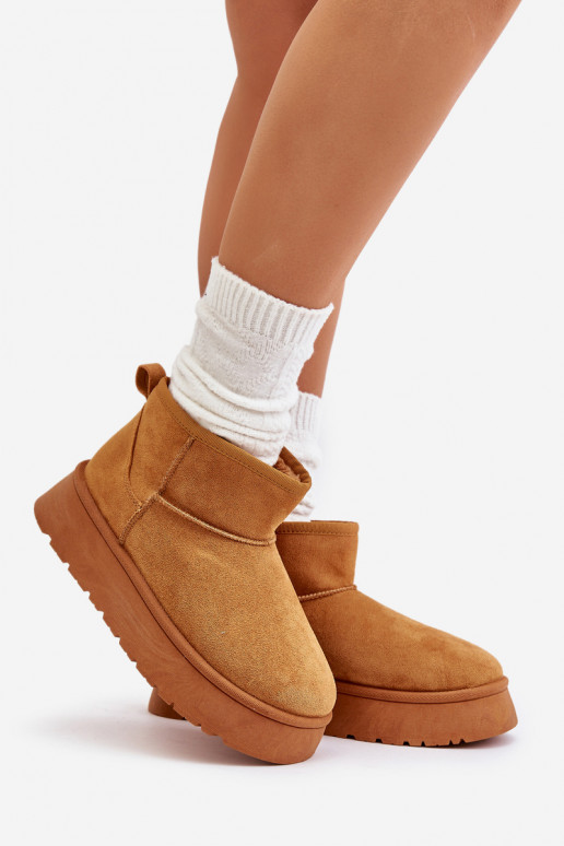 Nízke snehule Dámske na platforme zateplené kožušinkou vo vnútri hnedej farby Saldren Nízke snehule Dámske na platforme zateplené kožušinkou vo vnútri hnedej farby Saldren