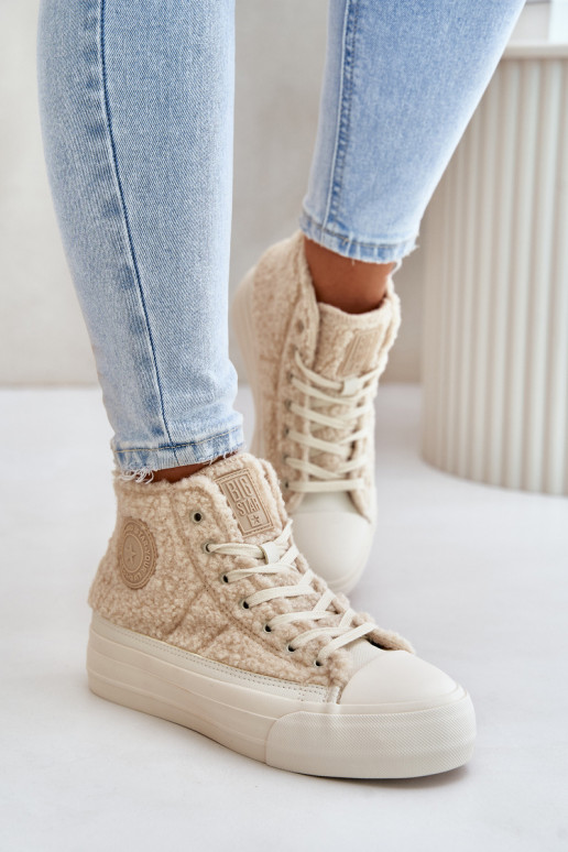 zahriať sa Bežná obuv s kožušinou Typu Baranek Big Star OO274A444 béžová zahriať sa Bežná obuv s kožušinou Typu Baranek Big Star OO274A444 béžová