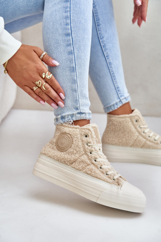 zahriať sa Bežná obuv s kožušinou Typu Baranek Big Star OO274A444 béžová zahriať sa Bežná obuv s kožušinou Typu Baranek Big Star OO274A444 béžová