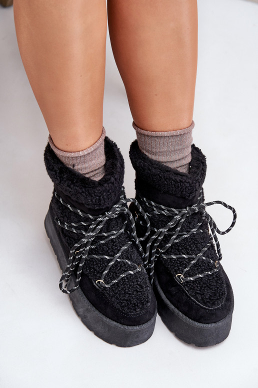 Snehule s platformou a štýlovými detailmi čierna Izathiel Snehule s platformou a štýlovými detailmi čierna Izathiel