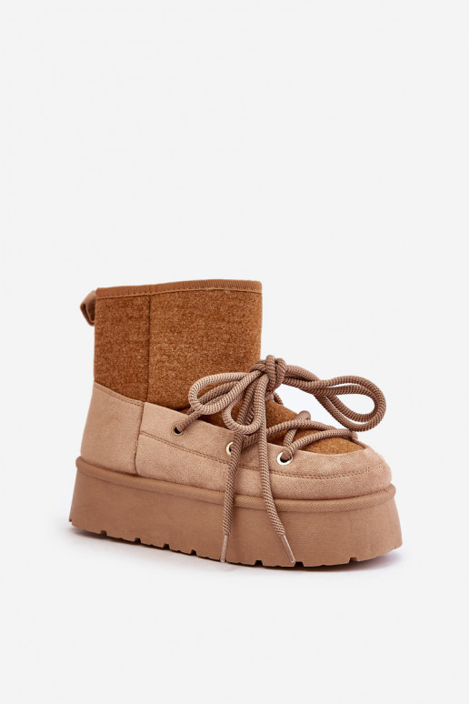 Snehule so štýlovými detailmi s platformou Hnedá farba Mávora Snehule so štýlovými detailmi s platformou Hnedá farba Mávora