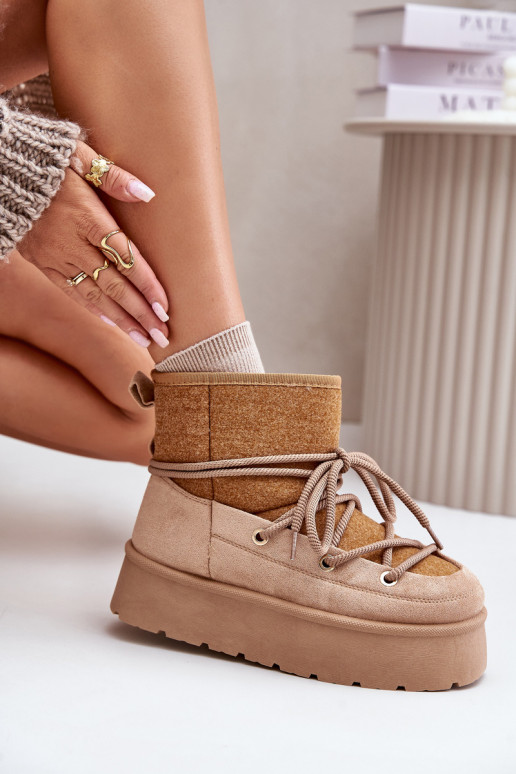 Snehule so štýlovými detailmi s platformou Hnedá farba Mávora Snehule so štýlovými detailmi s platformou Hnedá farba Mávora