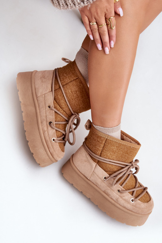 Snehule so štýlovými detailmi s platformou Hnedá farba Mávora Snehule so štýlovými detailmi s platformou Hnedá farba Mávora