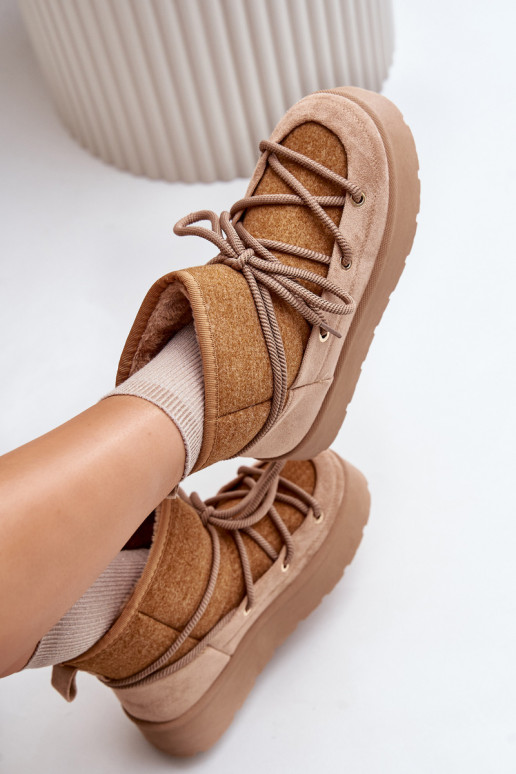 Snehule so štýlovými detailmi s platformou Hnedá farba Mávora Snehule so štýlovými detailmi s platformou Hnedá farba Mávora