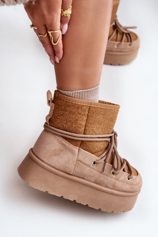 Snehule so štýlovými detailmi s platformou Hnedá farba Mávora Snehule so štýlovými detailmi s platformou Hnedá farba Mávora