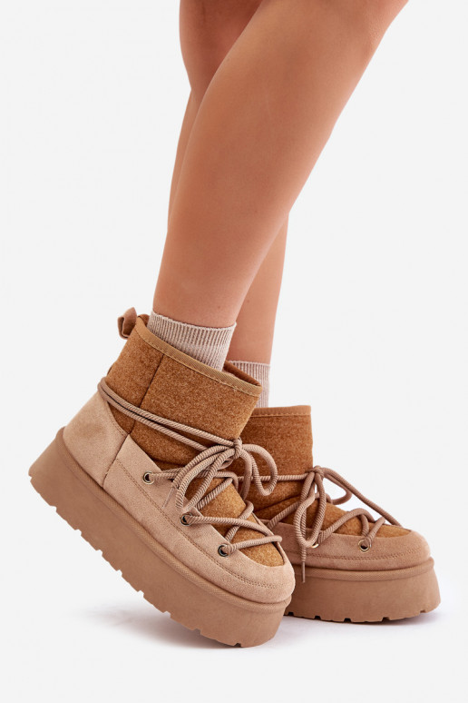 Snehule so štýlovými detailmi s platformou Hnedá farba Mávora Snehule so štýlovými detailmi s platformou Hnedá farba Mávora