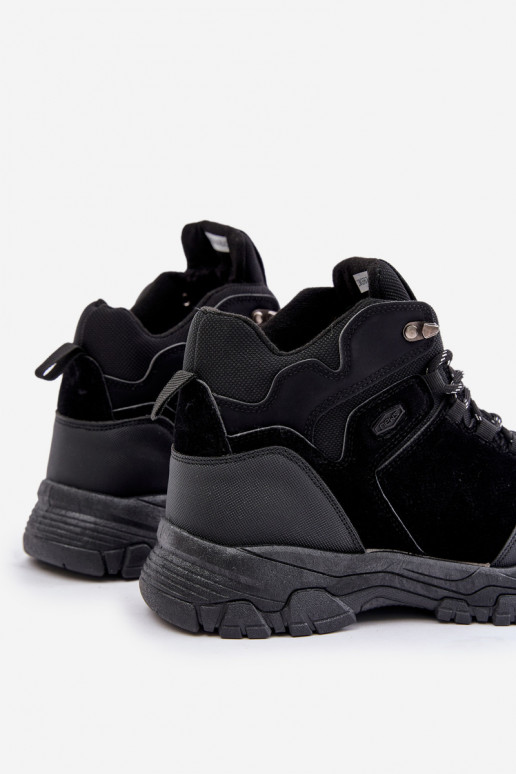 Vyhrievané turistické topánky pre mužov so šnúrkami čierna Zerista