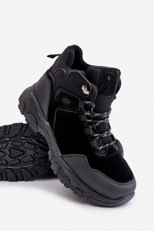 Vyhrievané turistické topánky pre mužov so šnúrkami čierna Zerista