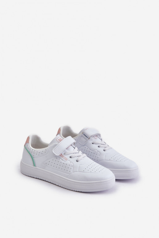 bežná obuv deti z eko kože s lepiacimi spojkami Big Star OO374005 biela farba bežná obuv deti z eko kože s lepiacimi spojkami Big Star OO374005 biela farba