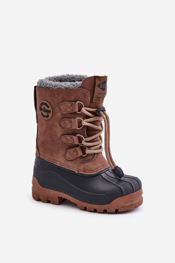 Teplé snehové topánky pre deti so zapínaním Lee Cooper LCJ-24-44-2842K hnedé