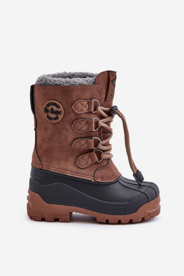 Teplé snehové topánky pre deti so zapínaním Lee Cooper LCJ-24-44-2842K hnedé 2