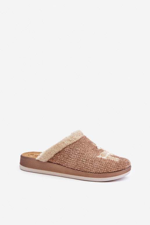 Papuče Dámske s jeleňom a kožušiny Inblu CT000034 béžová Papuče Dámske s jeleňom a kožušiny Inblu CT000034 béžová