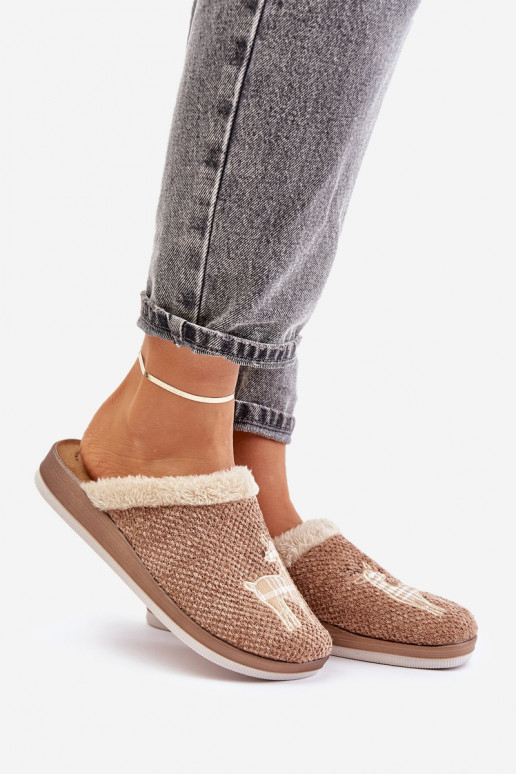 Papuče Dámske s jeleňom a kožušiny Inblu CT000034 béžová Papuče Dámske s jeleňom a kožušiny Inblu CT000034 béžová