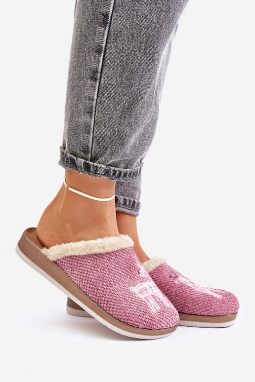 Papuče Dámske s jeleňom a kožušiny Inblu CT000034 Ružová