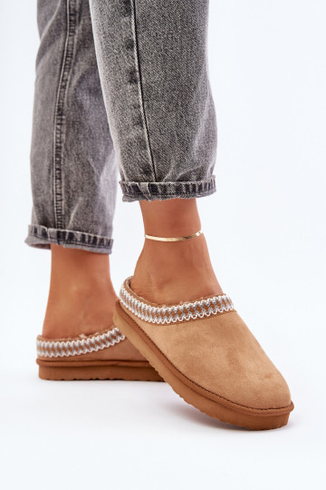 Pohodlné topánky domáce Papuče Z Haftem Dámske Inblu FX000021 Hnedá farba