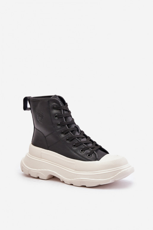 Kožené zahriať sa bežná obuv s platformou Big Star OO274A599 čierna