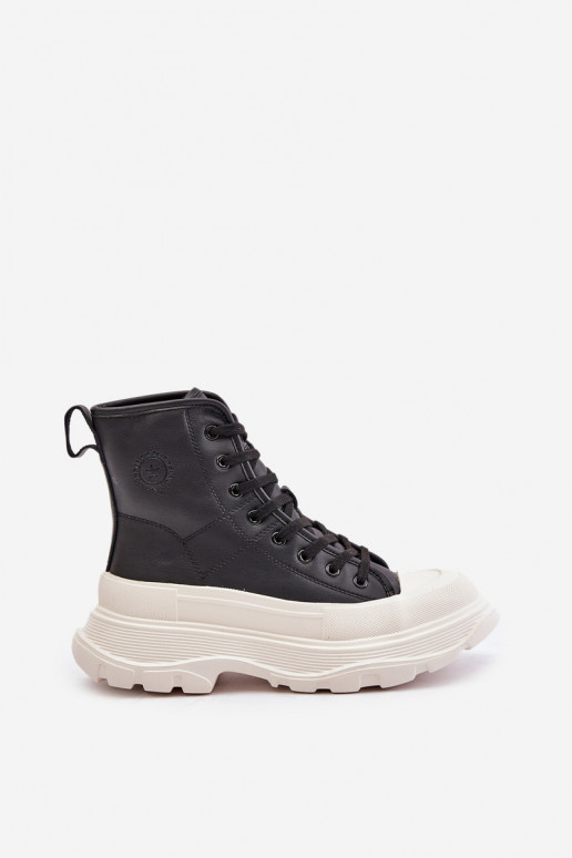 Kožené zahriať sa bežná obuv s platformou Big Star OO274A599 čierna