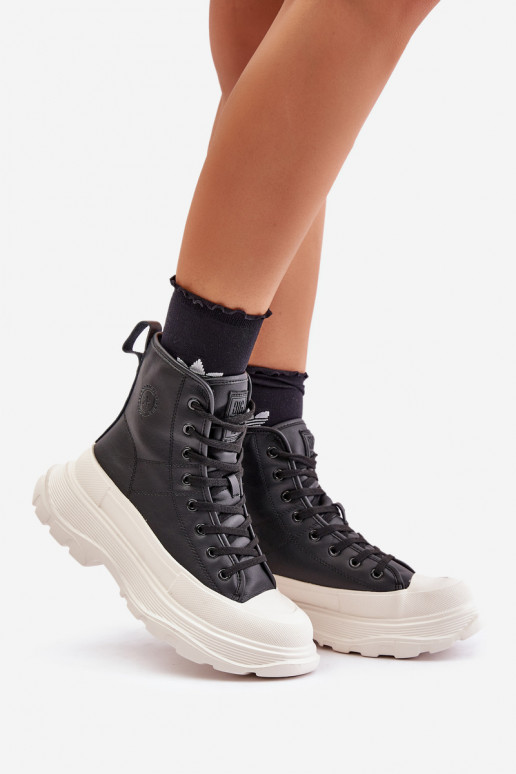 Kožené zahriať sa bežná obuv s platformou Big Star OO274A599 čierna