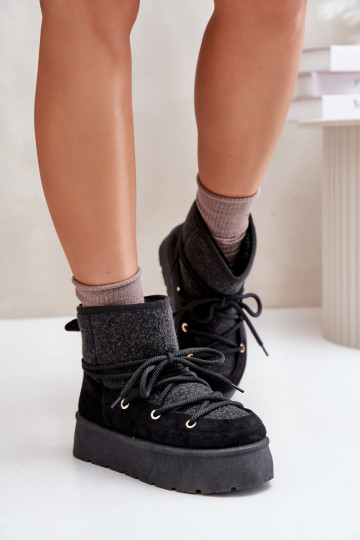 Snehule so štýlovými detailmi s platformou čierna Mávora 2