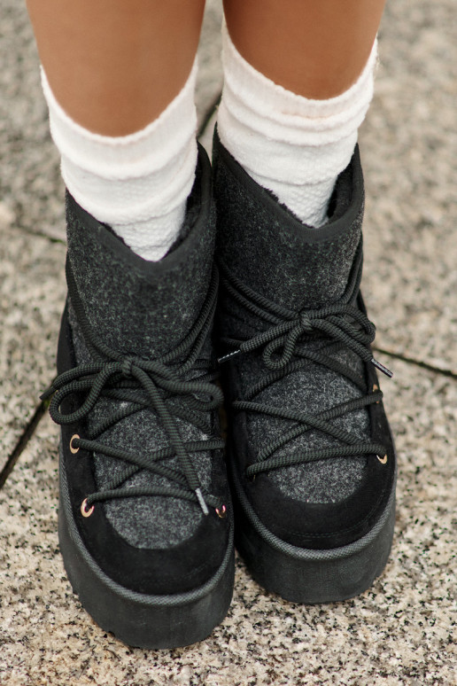 Snehule so štýlovými detailmi s platformou čierna Mávora Snehule so štýlovými detailmi s platformou čierna Mávora