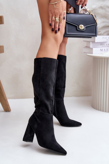 čižmy s podpätkami Pred kolenom čierna Lannetea